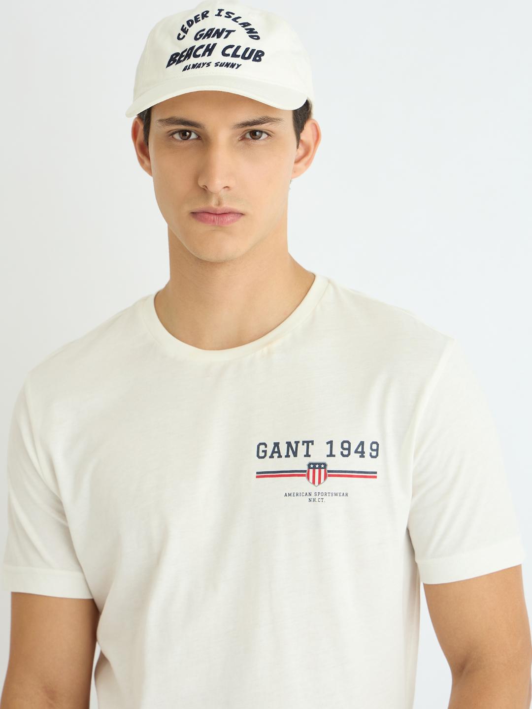 Gant Men White Solid Tshirt
