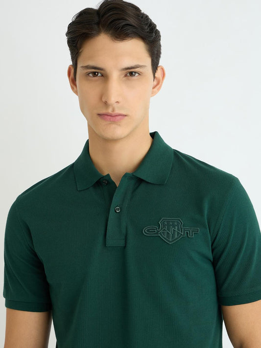 Gant Men Green Solid Polo Tshirt