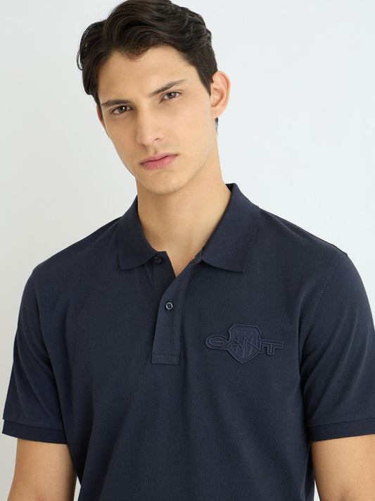 Gant Men Blue Solid Polo Tshirt