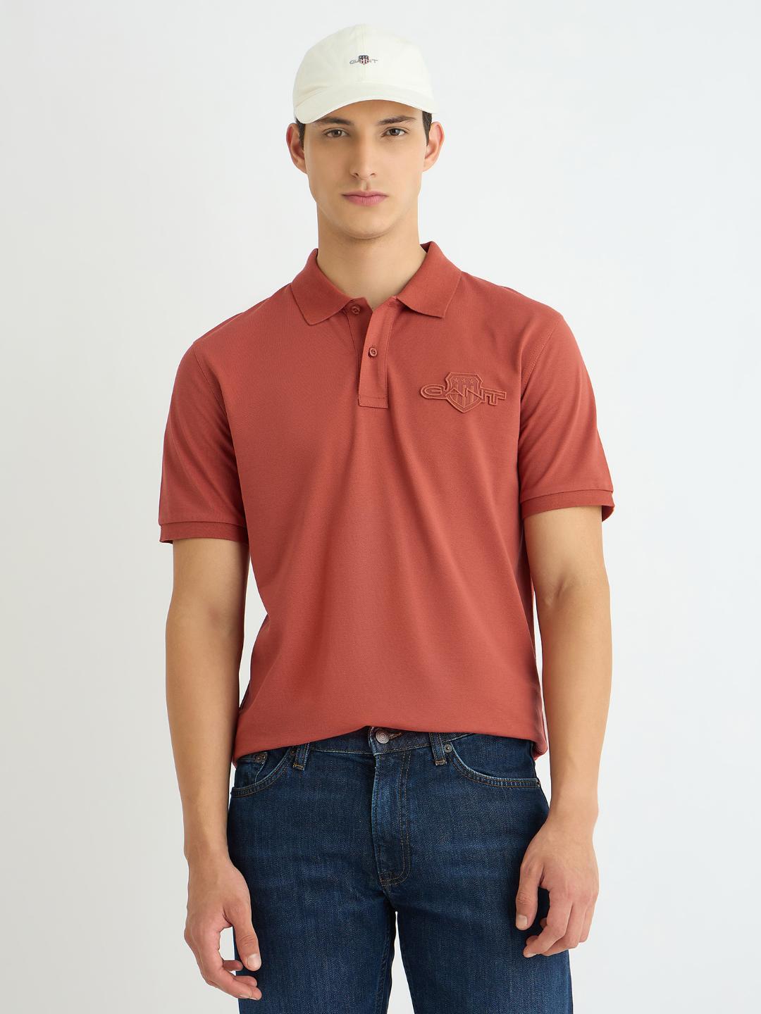 Gant Men Red Solid Polo Tshirt