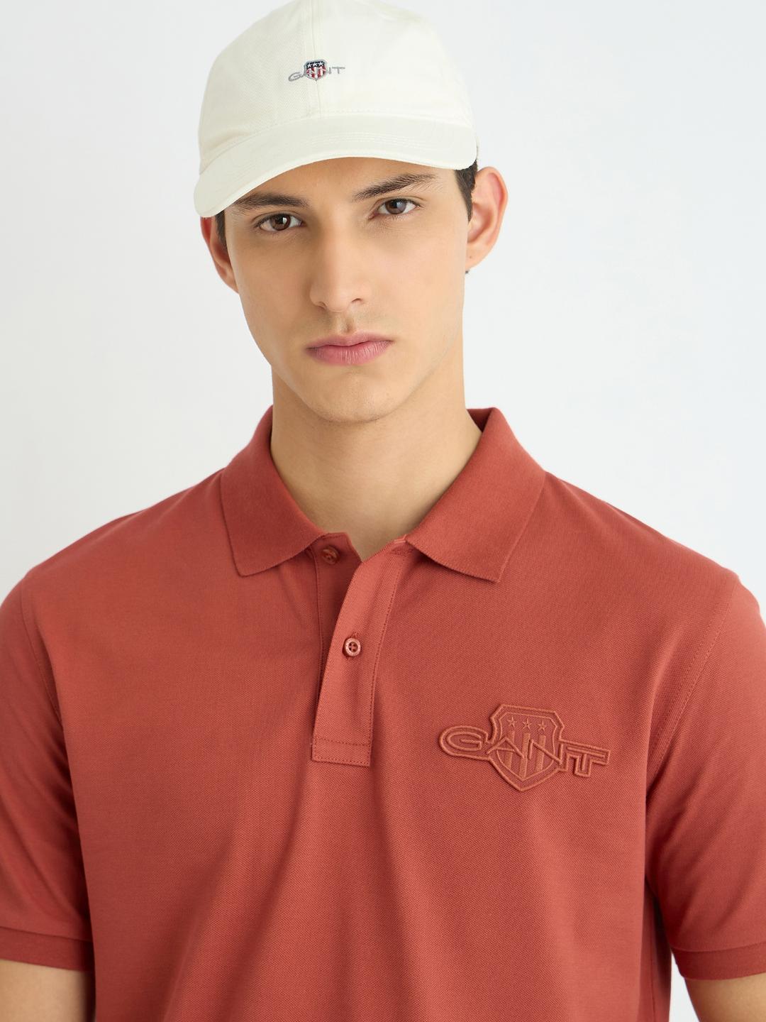 Gant Men Red Solid Polo Tshirt