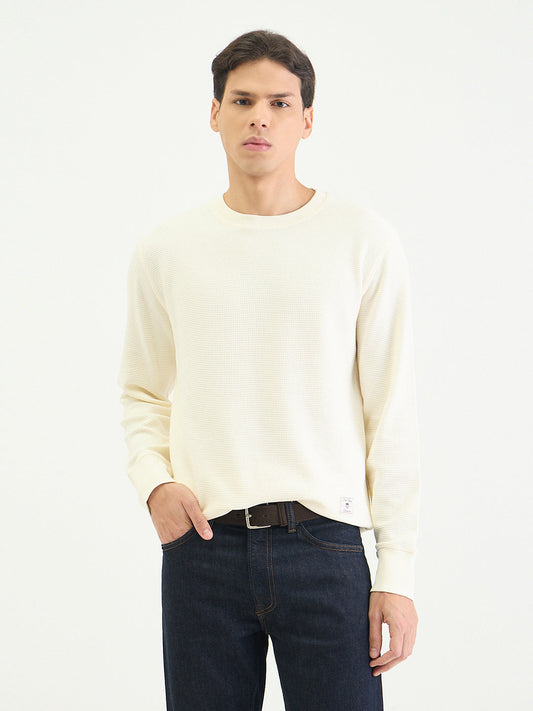 Gant Men Regular Cream Solid Sweatshirt