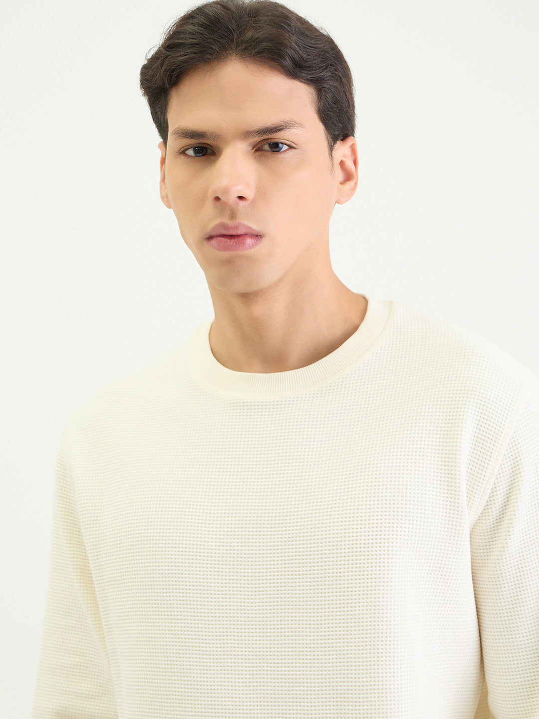 Gant Men Regular Cream Solid Sweatshirt