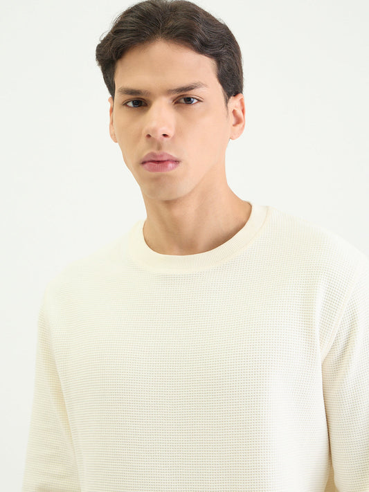 Gant Men Regular Cream Solid Sweatshirt