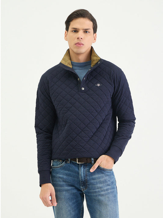 Gant Men Regular Navy Blue Quilted Sweatshirt