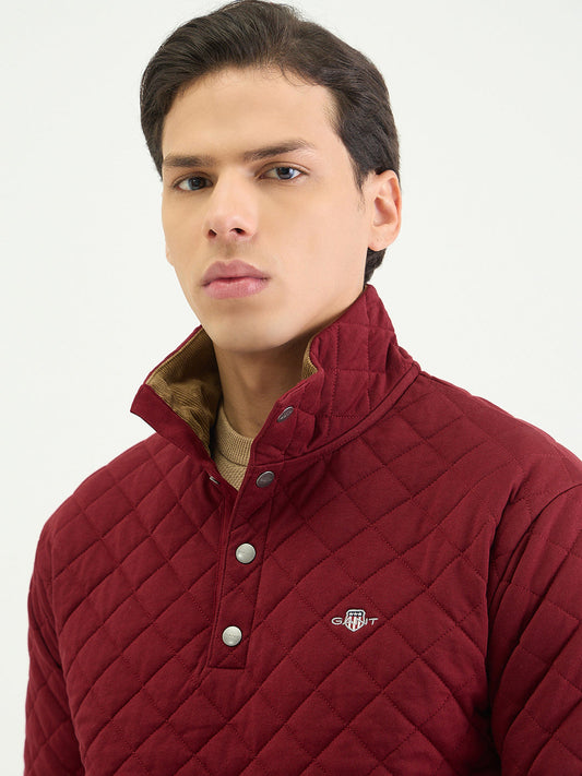 Gant Men Regular Maroon Quilted Sweatshirt