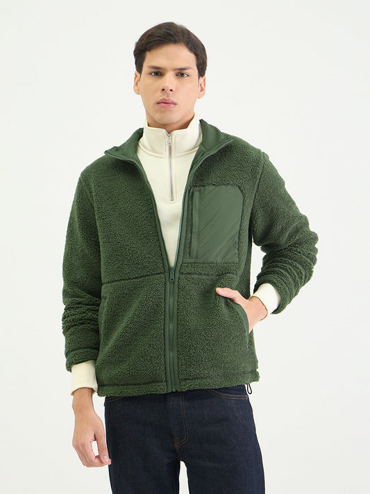 Gant Men Regular Green Textured Sweatshirt