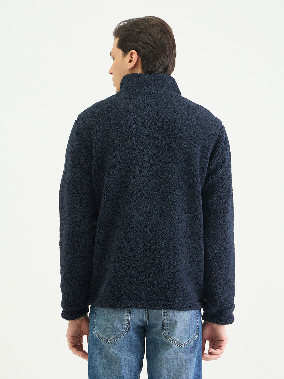 Gant Men Regular Navy Blue Textured Sweatshirt