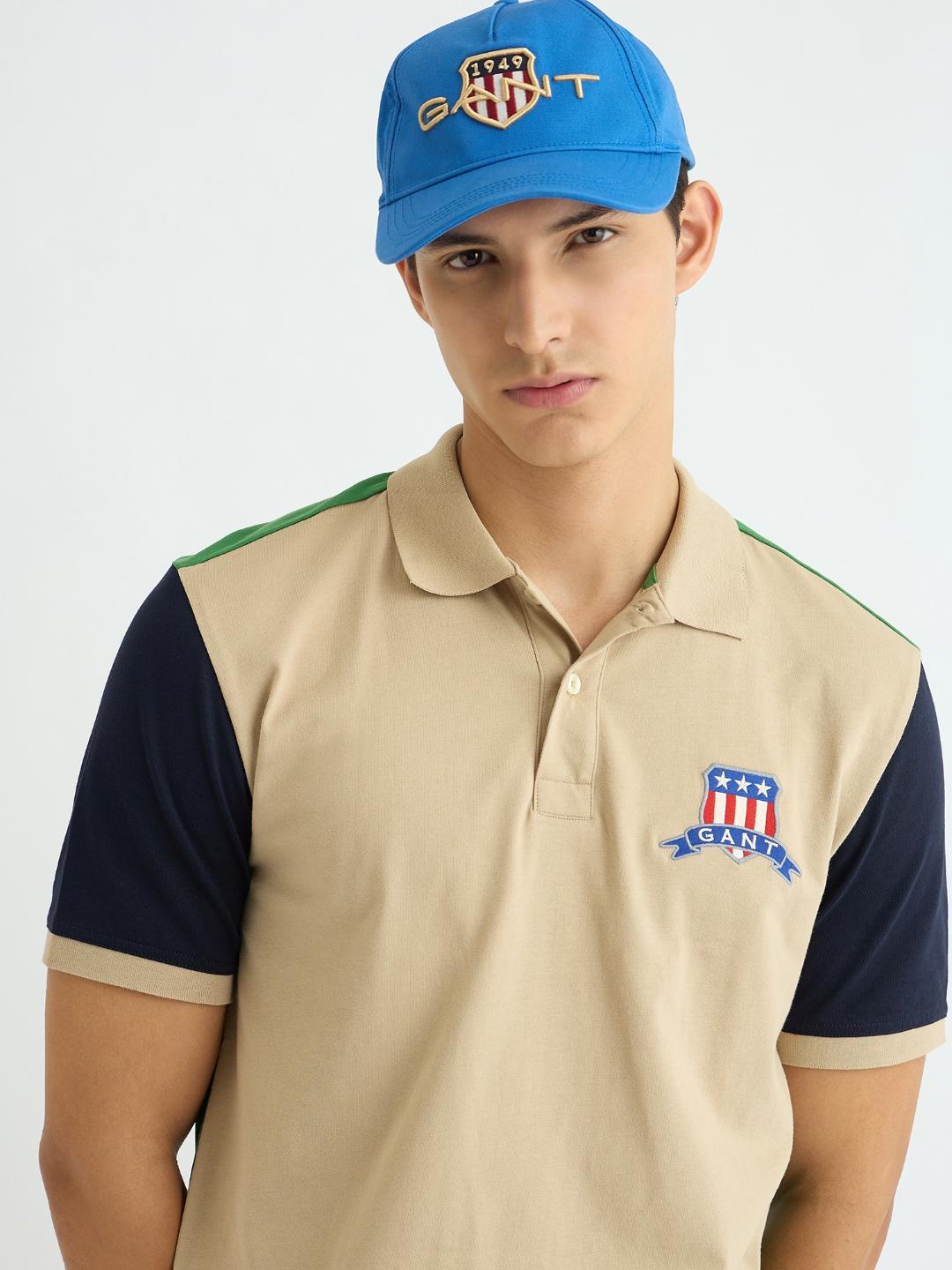 Gant Men Grey Colour blocked Polo Tshirt