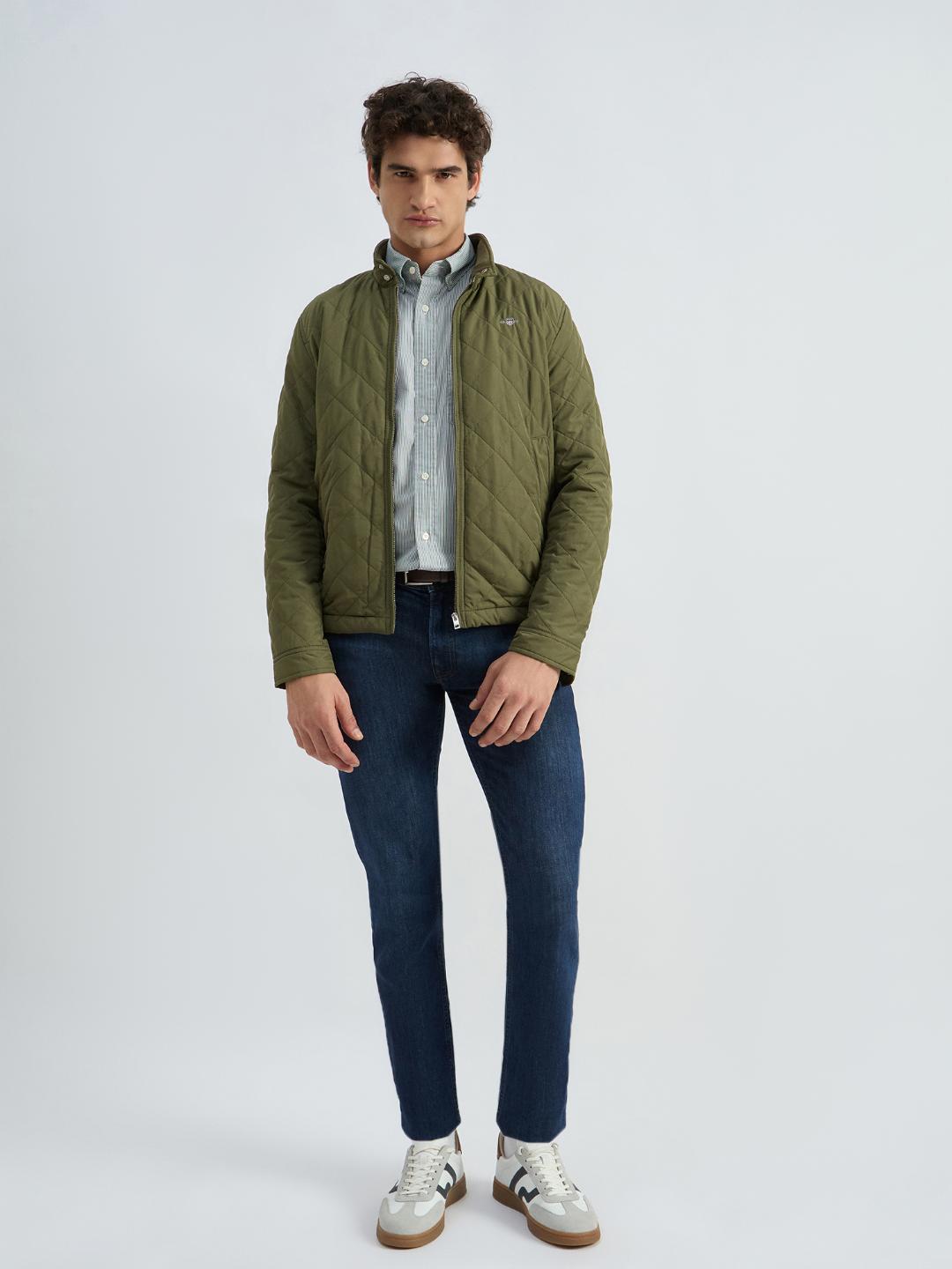 Gant Men Green Striped Collar Shirt
