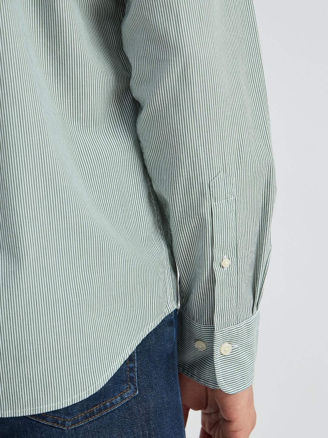 Gant Men Green Striped Collar Shirt