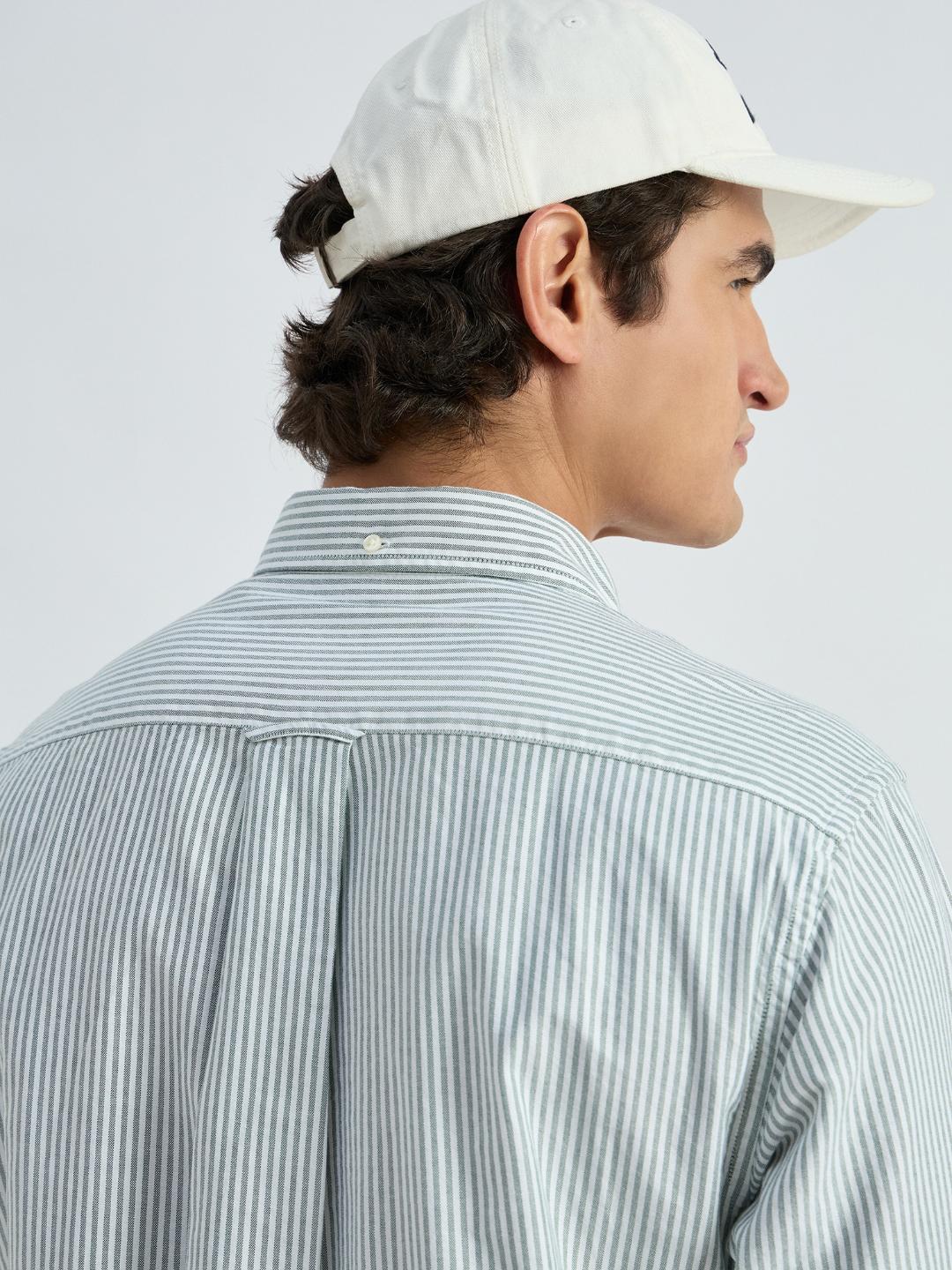 Gant Men Green Striped Collar Shirt