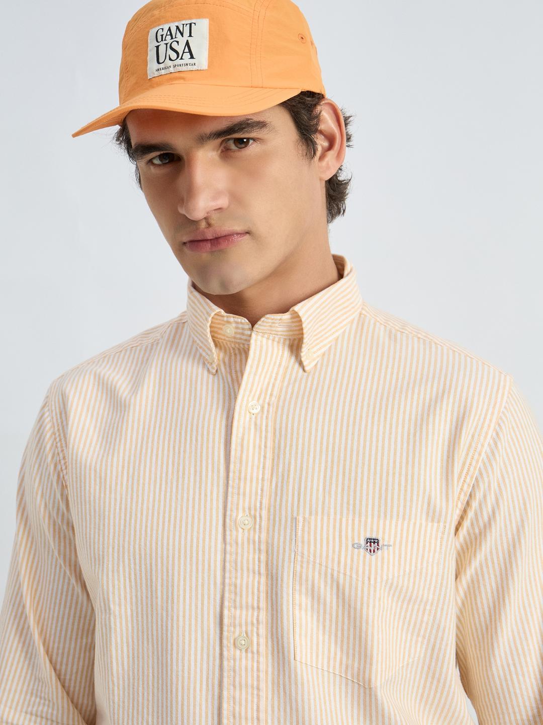 Gant Men Yellow Striped Collar Shirt