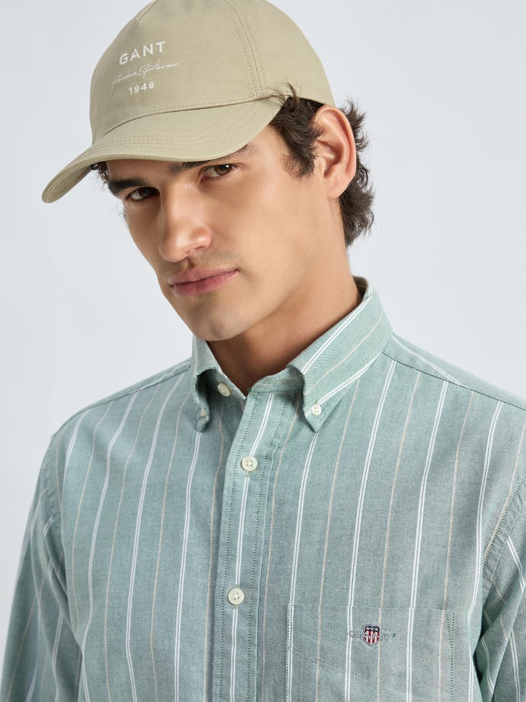 Gant Men Green Striped Shirt