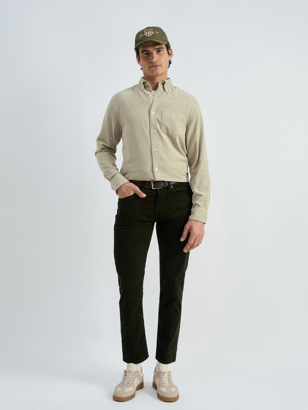 Gant Men Beige Solid Collar Shirt