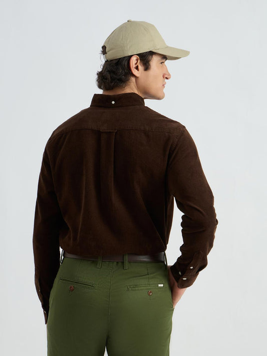 Gant Men Brown Solid Collar Shirt