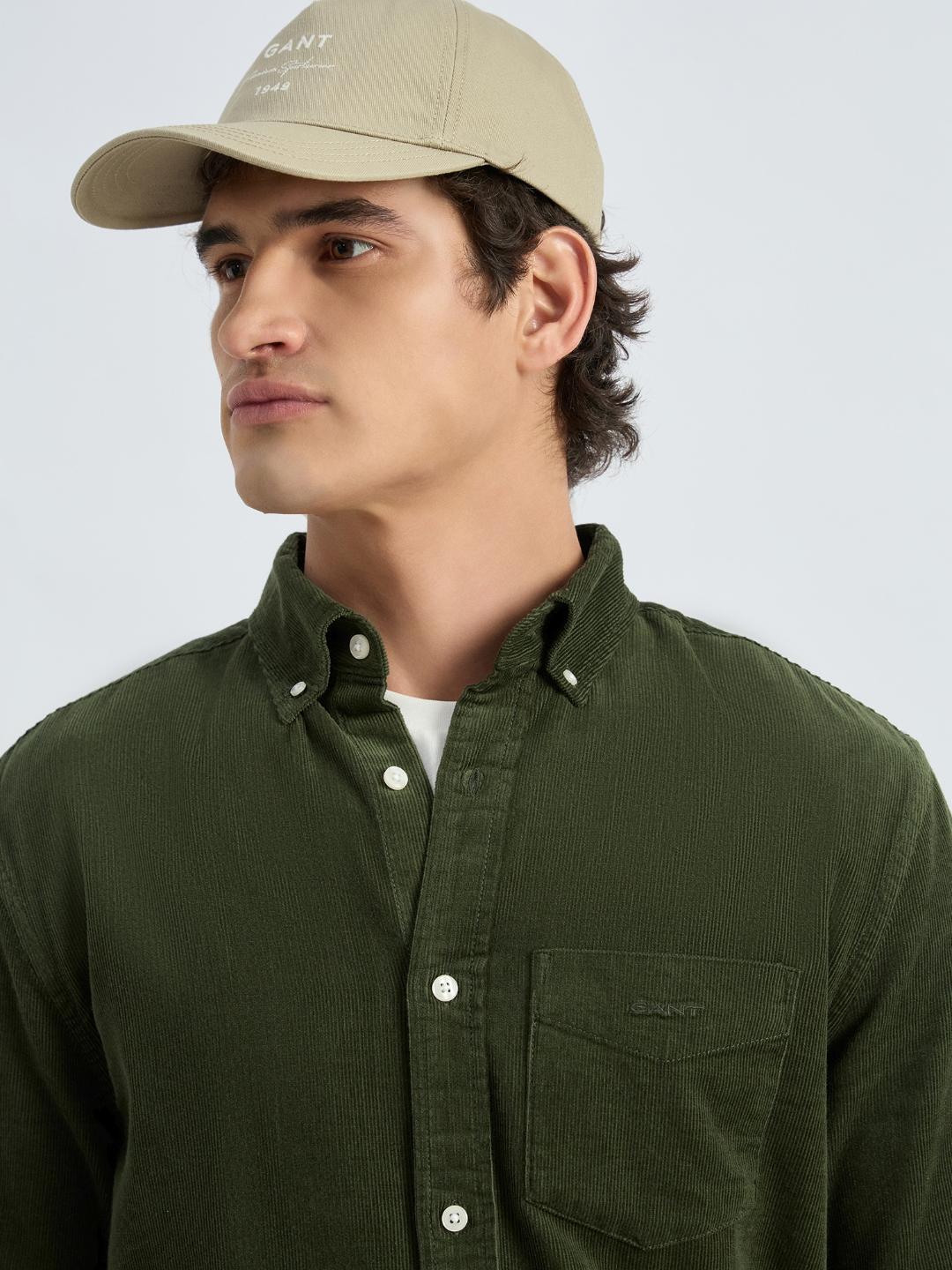 Gant Men Green Solid Collar Shirt
