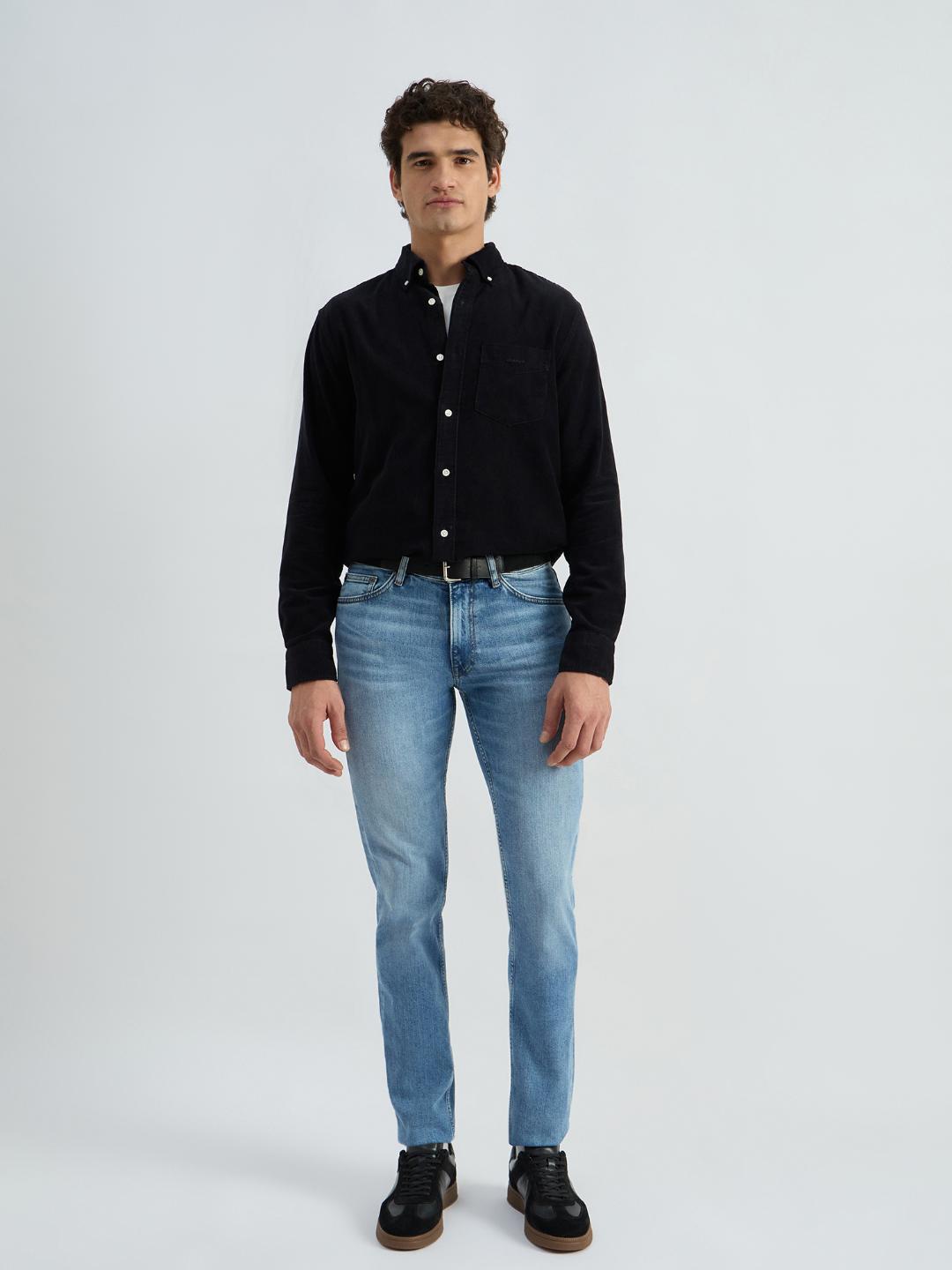 Gant Men Black Solid Collar Shirt