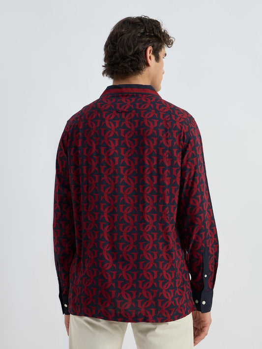 Gant Men Blue Printed Collar Shirt