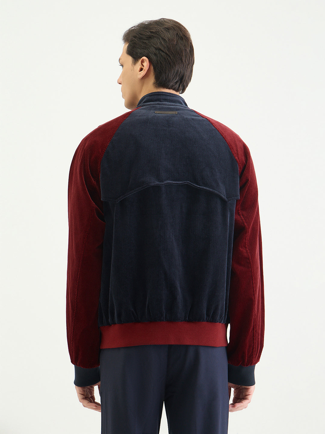 Gant Men Regular Navy Blue Solid Cord Harrington Jacket