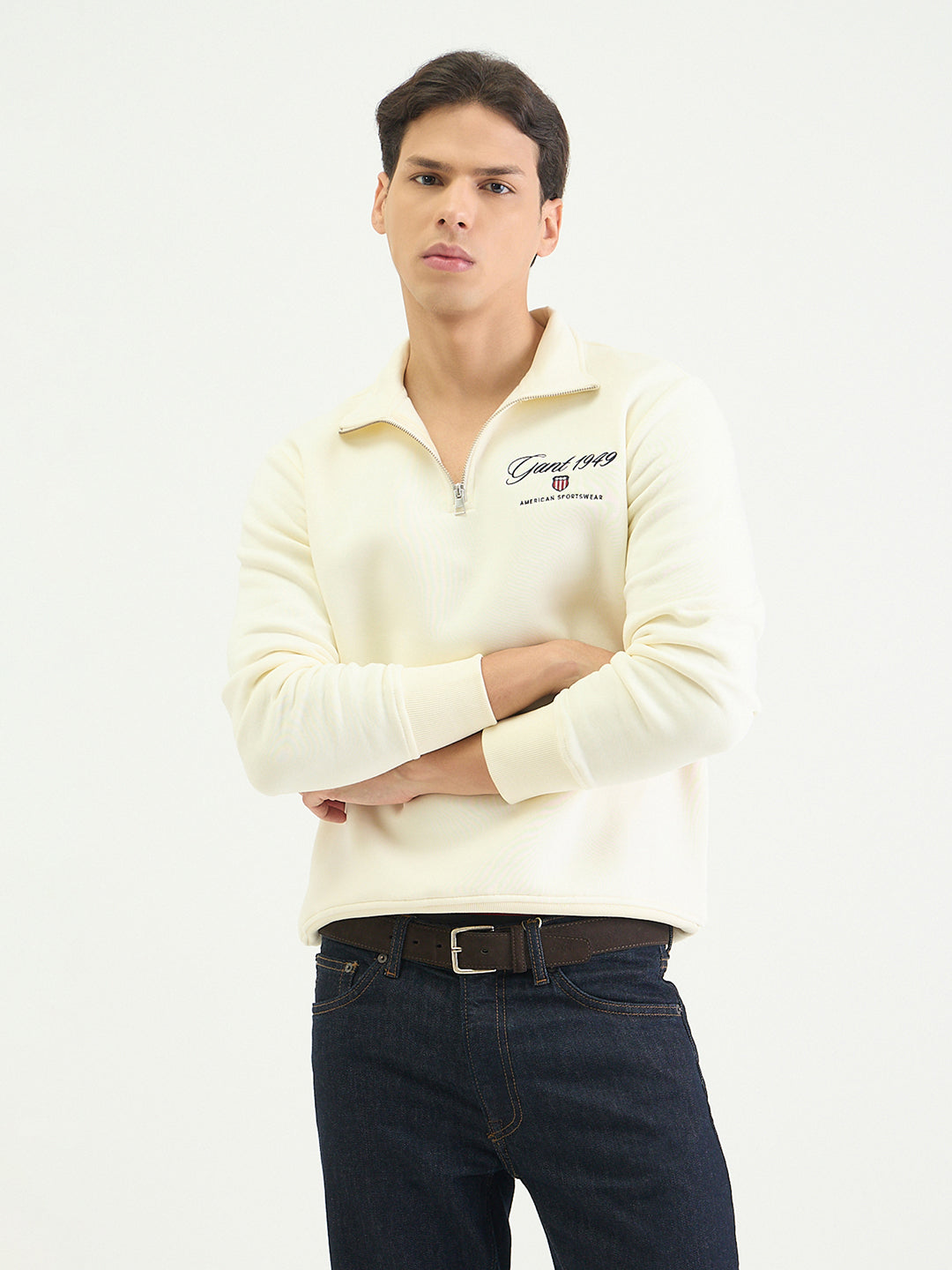 Gant Men Regular Cream Logo Sweatshirt