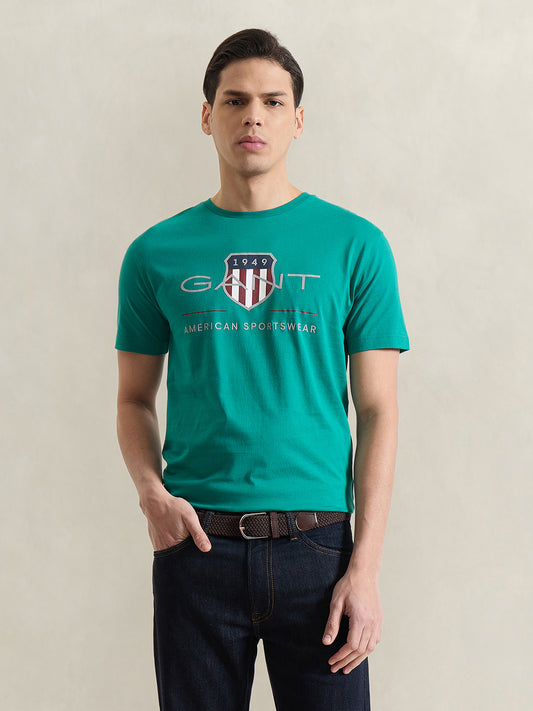 Gant Men Green Printed Regular Fit T-Shirt