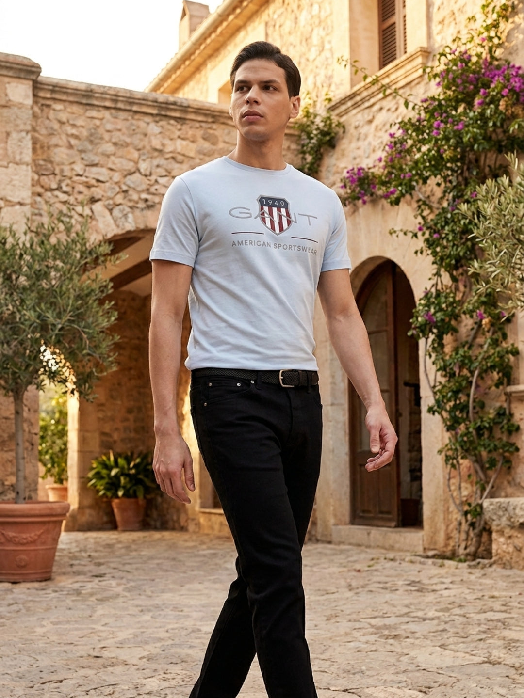 Gant Men Blue Printed Regular Fit T-Shirt