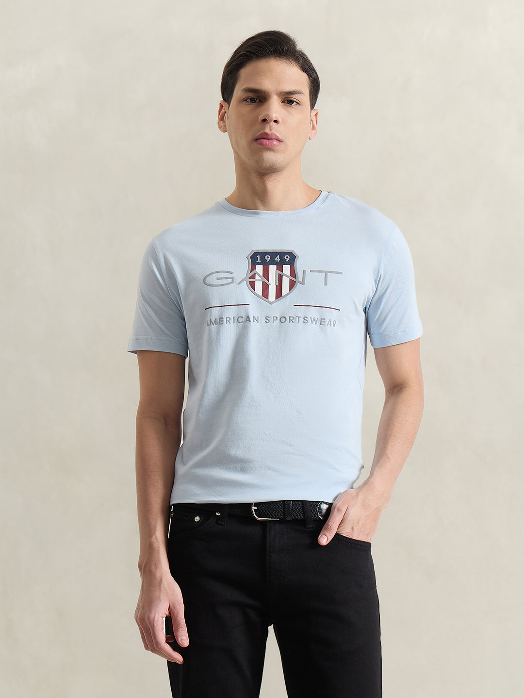 Gant Men Blue Printed Regular Fit T-Shirt