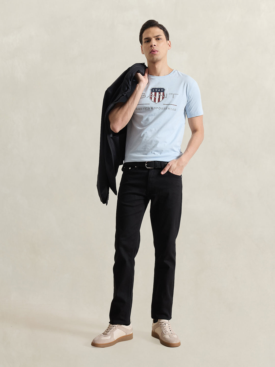 Gant Men Blue Printed Regular Fit T-Shirt