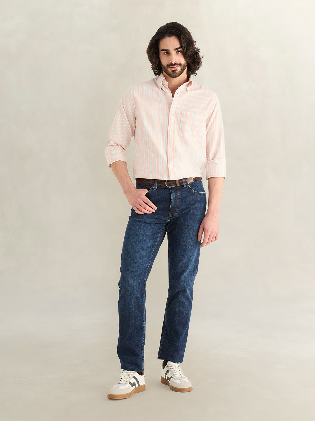 Gant Men Pink Striped Regular Fit Archieve Oxford Shirt