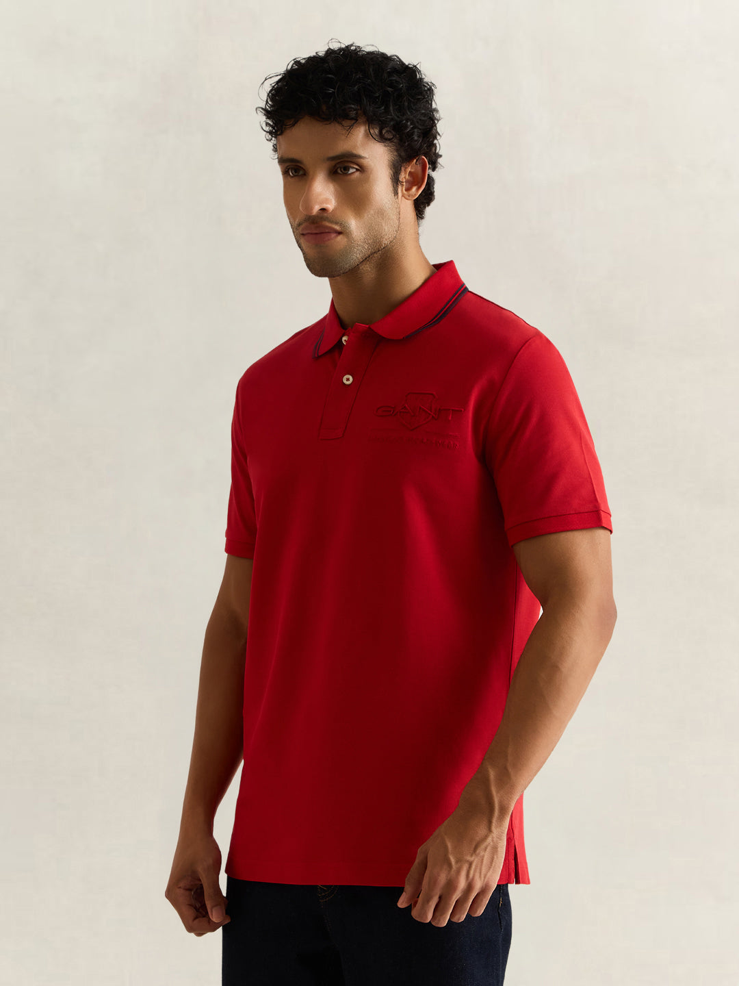 Gant Men Red Regular Fit Solid Pure Cotton Polo Tshirt