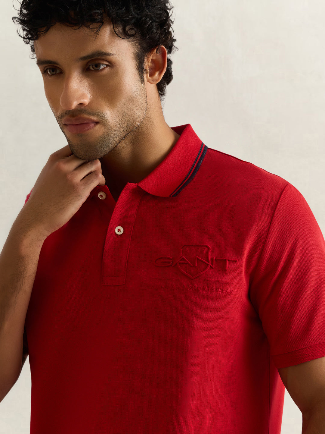 Gant Men Red Regular Fit Solid Pure Cotton Polo Tshirt