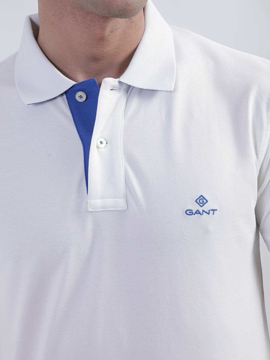 Gant White Contrast Pique SS Rugger Slim Fit Polo T-Shirt