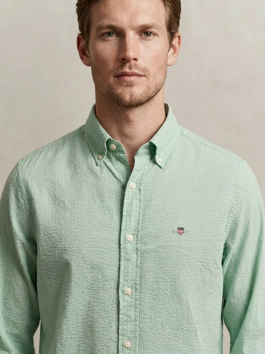 Gant Men Green Solid Regular Fit Pure Cotton Shirt