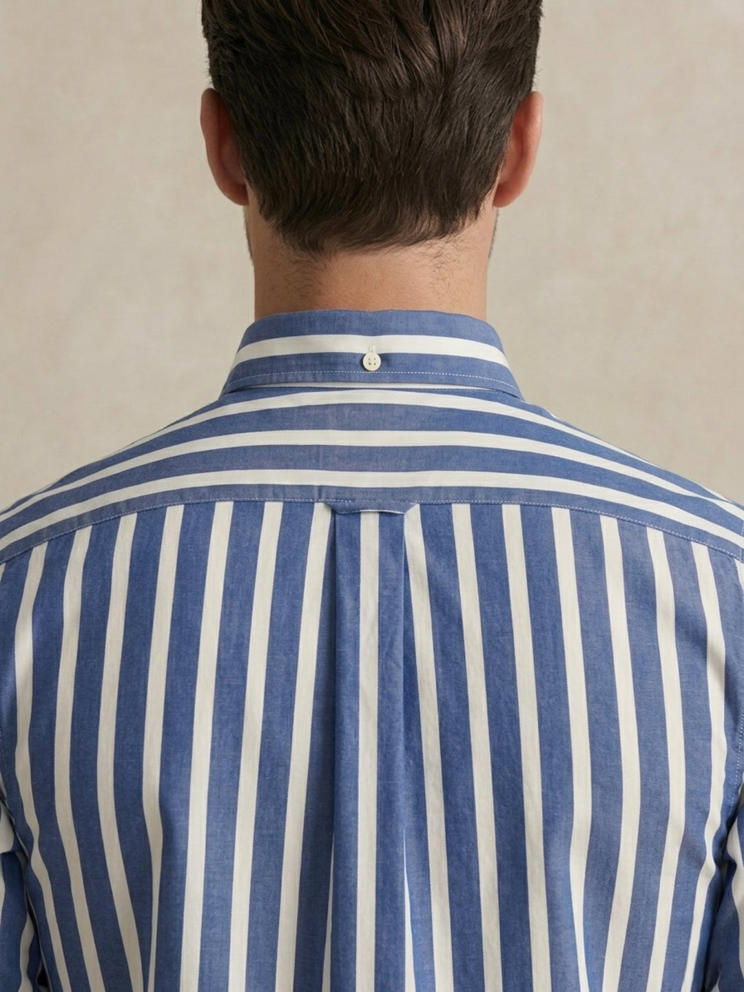 Gant Men Blue Striped Regular Fit Classic Poplin Shirt