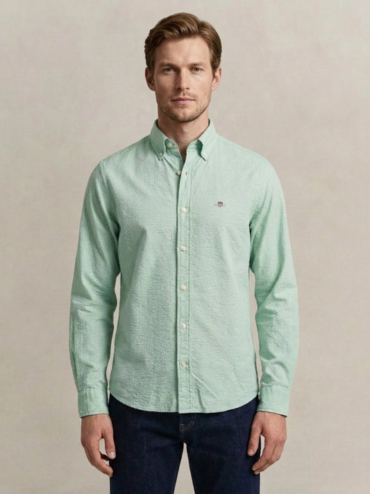 Gant Men Green Solid Regular Fit Pure Cotton Shirt