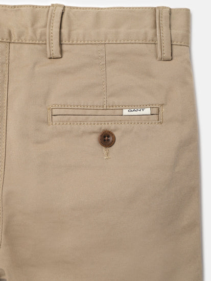 Gant Boys Beige Solid Mid-rise Regular Fit Chino Shorts