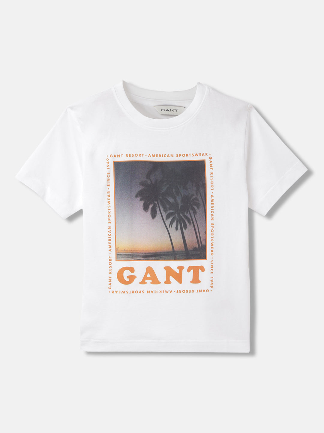 Gant Boys White Solid Round Neck Short Sleeves T-Shirt