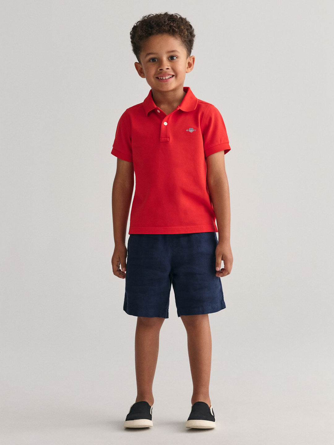 Gant Boys Red Solid Collared Short Sleeves Polo T-Shirt