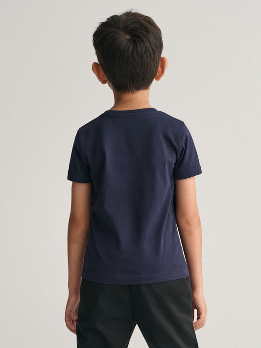 Gant Boys Blue Printed Round Neck Short Sleeves T-Shirt