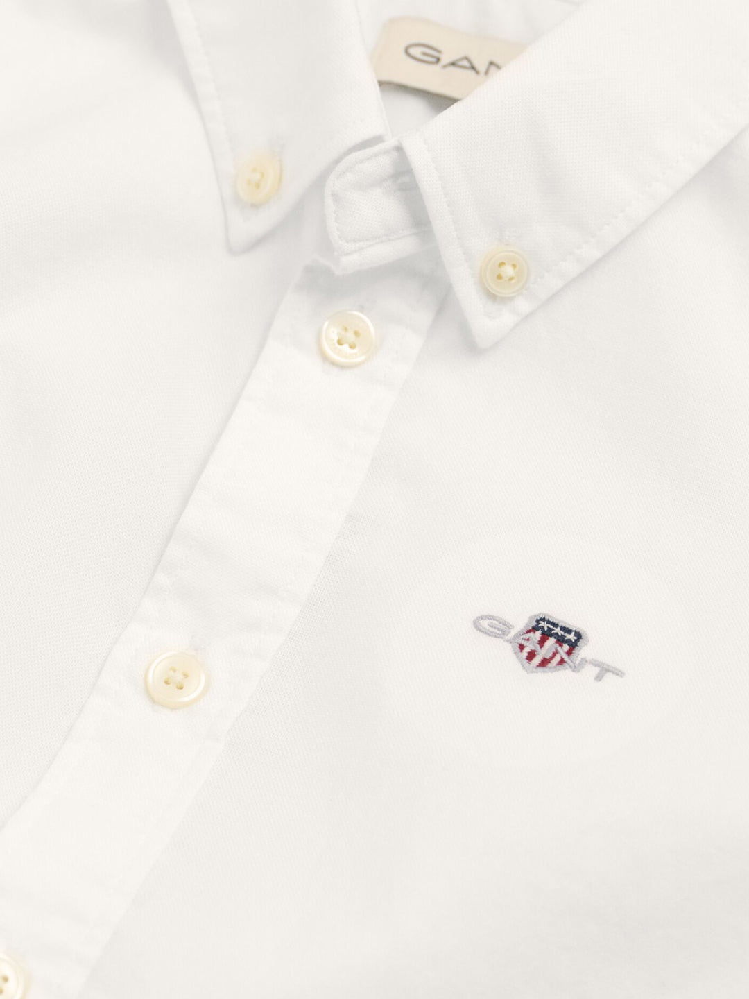 Gant Unisex White Solid Button-Down Collar Full Sleeves Shirt