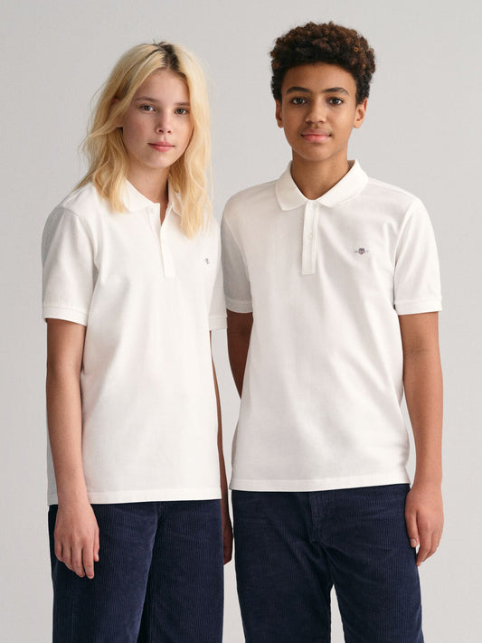 Gant Unisex White Solid Short Sleeves Polo T-Shirt