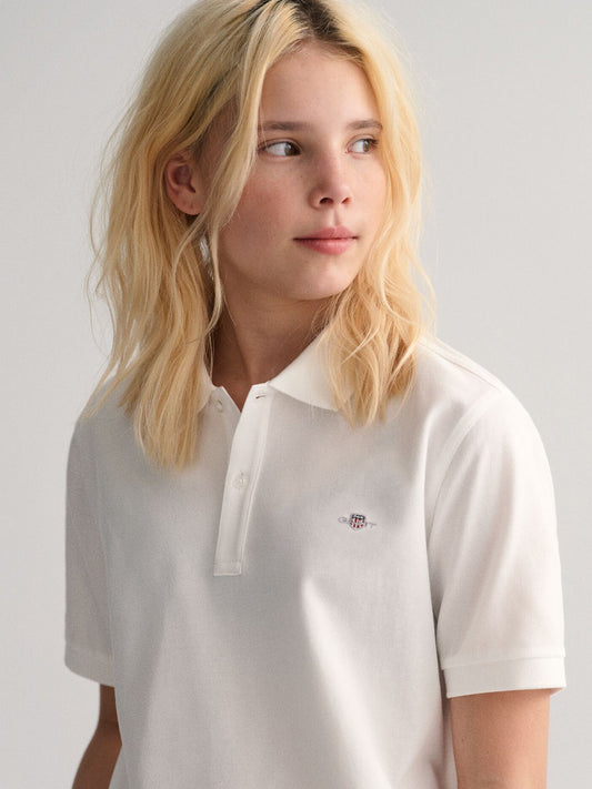 Gant Unisex White Solid Short Sleeves Polo T-Shirt