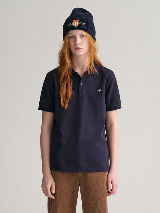 Gant Unisex Blue Solid Collared Short Sleeves Polo T-Shirt