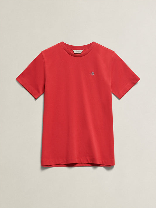 Gant Boys Red Solid Regular Fit T-Shirt