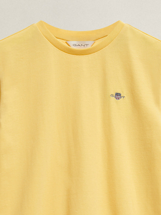 Gant Boys Yellow Solid Regular Fit Shield T-Shirt