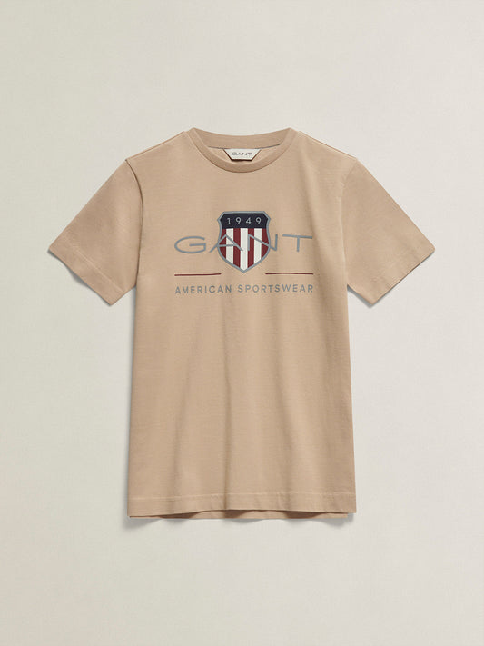 Gant Boys Brown Printed Regular Fit T-Shirt