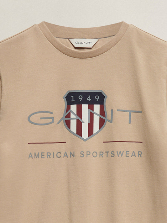 Gant Boys Brown Printed Regular Fit T-Shirt