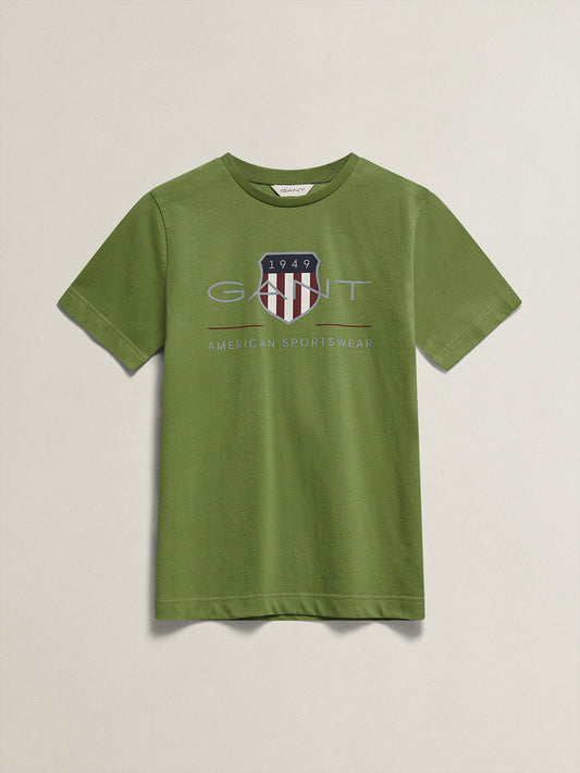 Gant Boys Green Printed Regular Fit T-Shirt