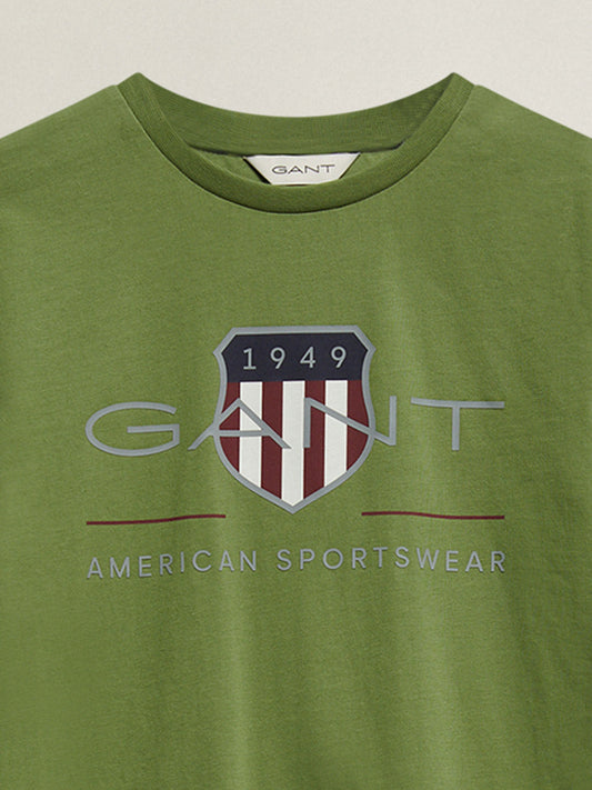 Gant Boys Green Printed Regular Fit T-Shirt